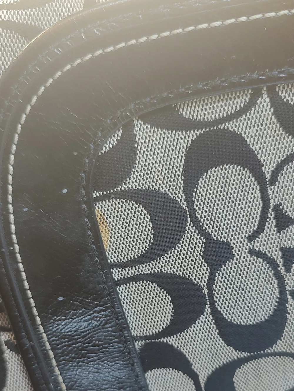 Coach Black Grey Signature Canvas Shoulder Bag F13739 Flap Hobo